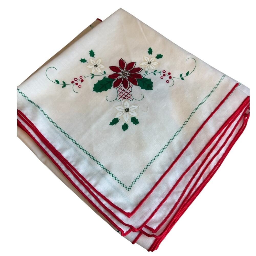 Vintage Poinsettia Painted Holiday Napkins